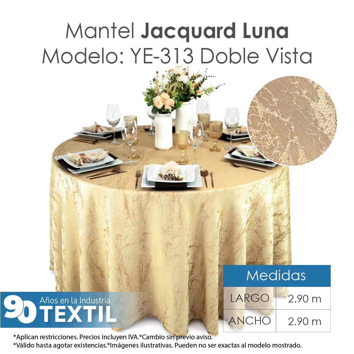 Mantel Yackard Luna Redondo YE-313 Oro: imagen 2