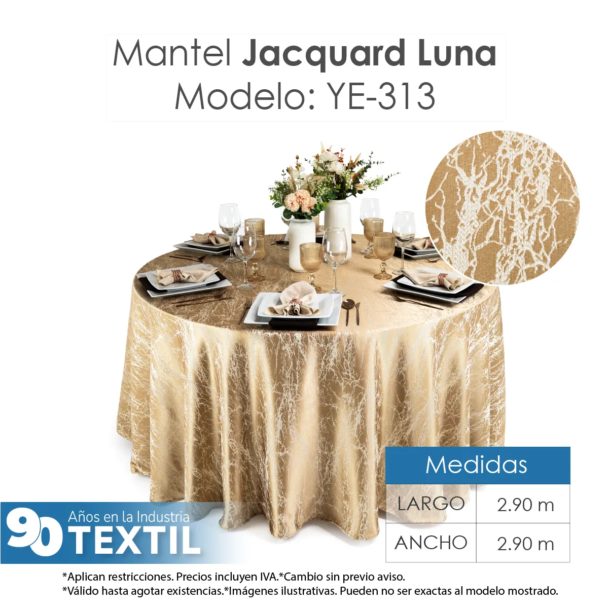 Mantel Yackard Luna Redondo YE-313 Oro: imagen 3