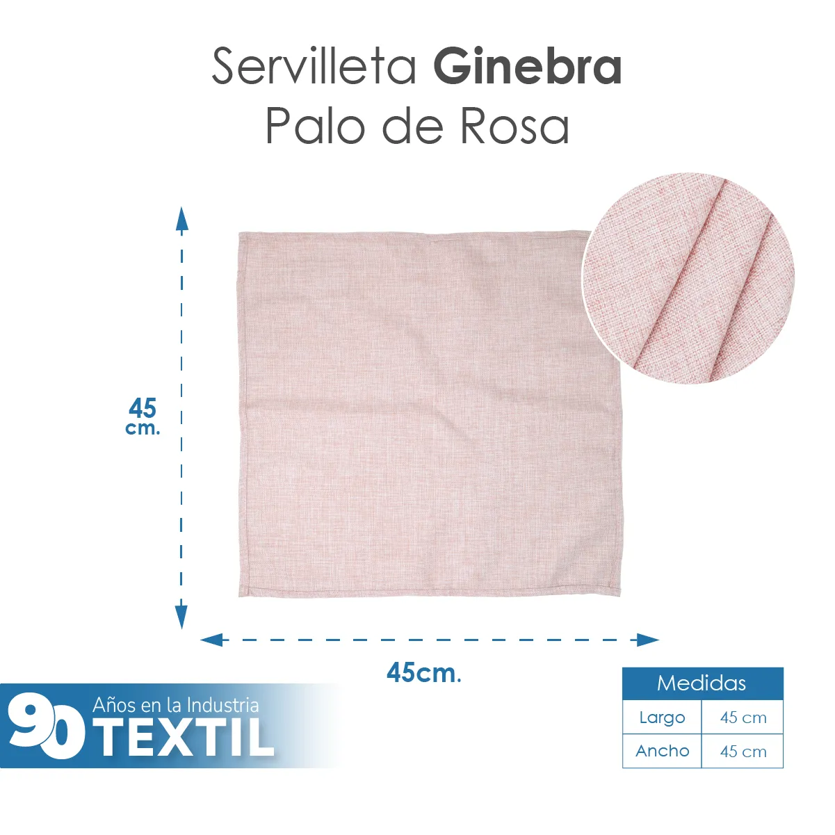 Servilleta Lino Ginebra 45x45 cm Palo de Rosa Claro: imagen 2