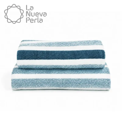 Toalla Microfibra Rayas Medio Baño 70 X140 Color Azul: imagen 1