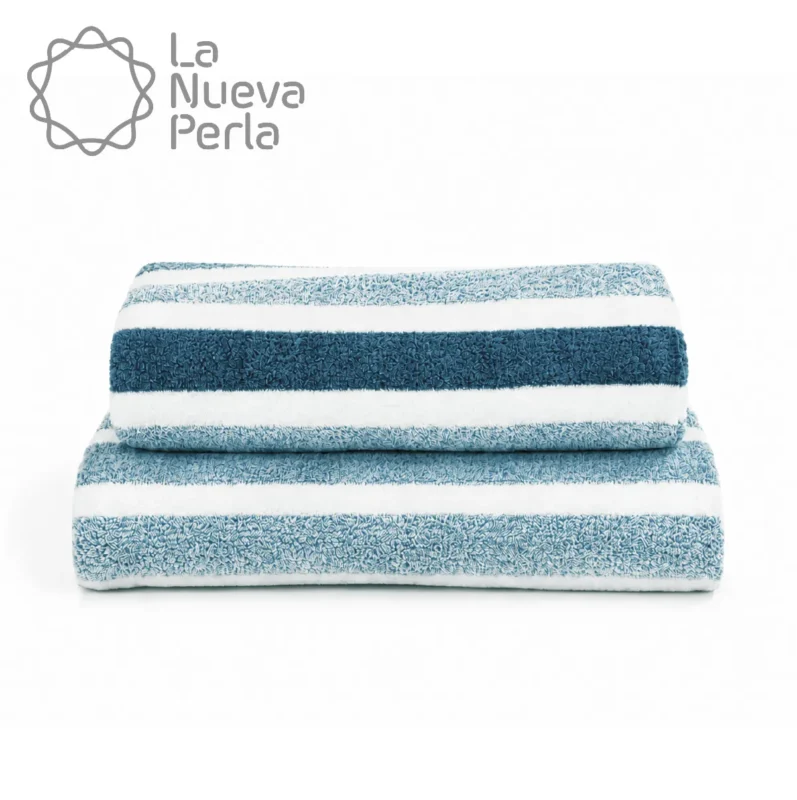 Toalla Microfibra Rayas Medio Baño 70 X140 Color Azul