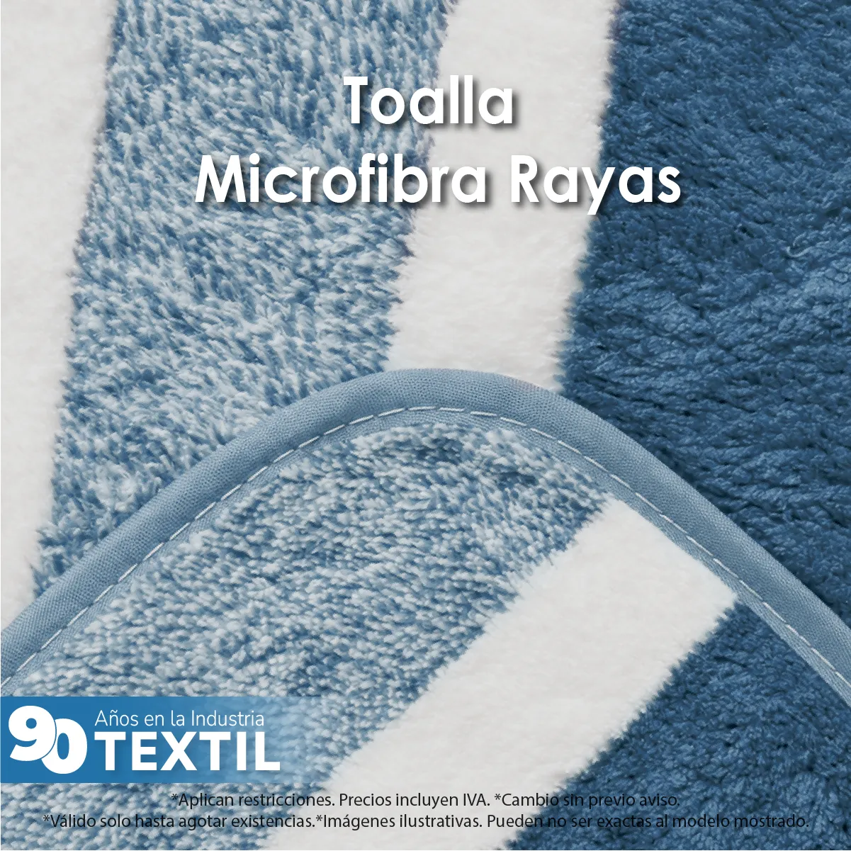 Toalla Microfibra Rayas Medio Baño 70 X140 Color Azul: imagen 3