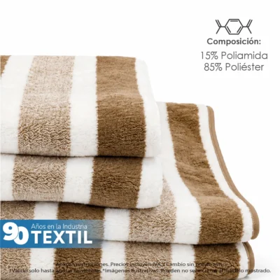 Toalla Microfibra Rayas Medio Baño 70 X 140 Color Chocolate: imagen 3