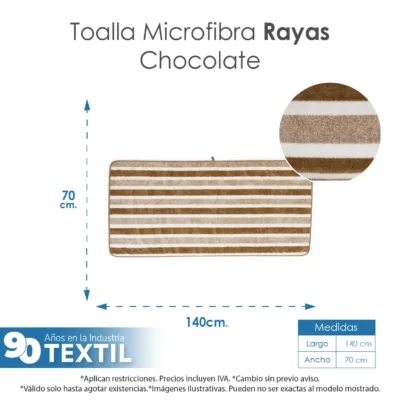 Toalla Microfibra Rayas Medio Baño 70 X 140 Color Chocolate: imagen 2