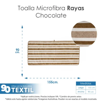 Toalla Microfibra Rayas Baño Completo 90X155 Color Chocolate: imagen 2