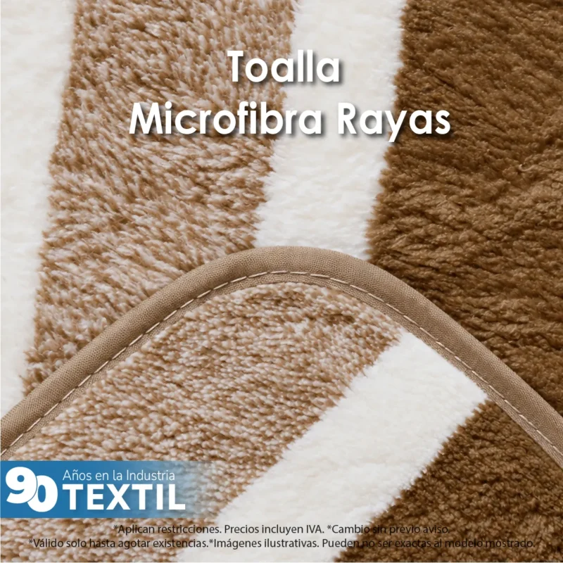 Toalla Microfibra Rayas Medio Baño 70 X 140 Color Chocolate