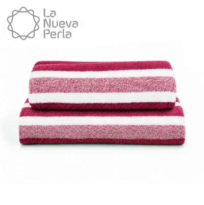 Toalla Microfibra Rayas Medio Baño 70 X 140 Color Tinto: imagen 1