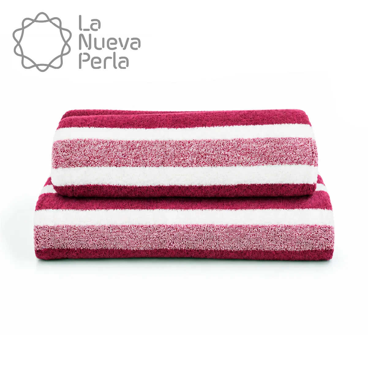 Toalla Microfibra Rayas Medio Baño 70 X 140 Color Tinto: imagen 1