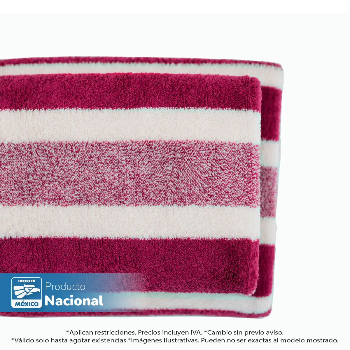 Toalla Microfibra Rayas Medio Baño 70 X 140 Color Tinto: imagen 6