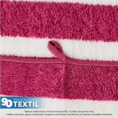 Toalla Microfibra Rayas Medio Baño 70 X 140 Color Tinto: imagen 3