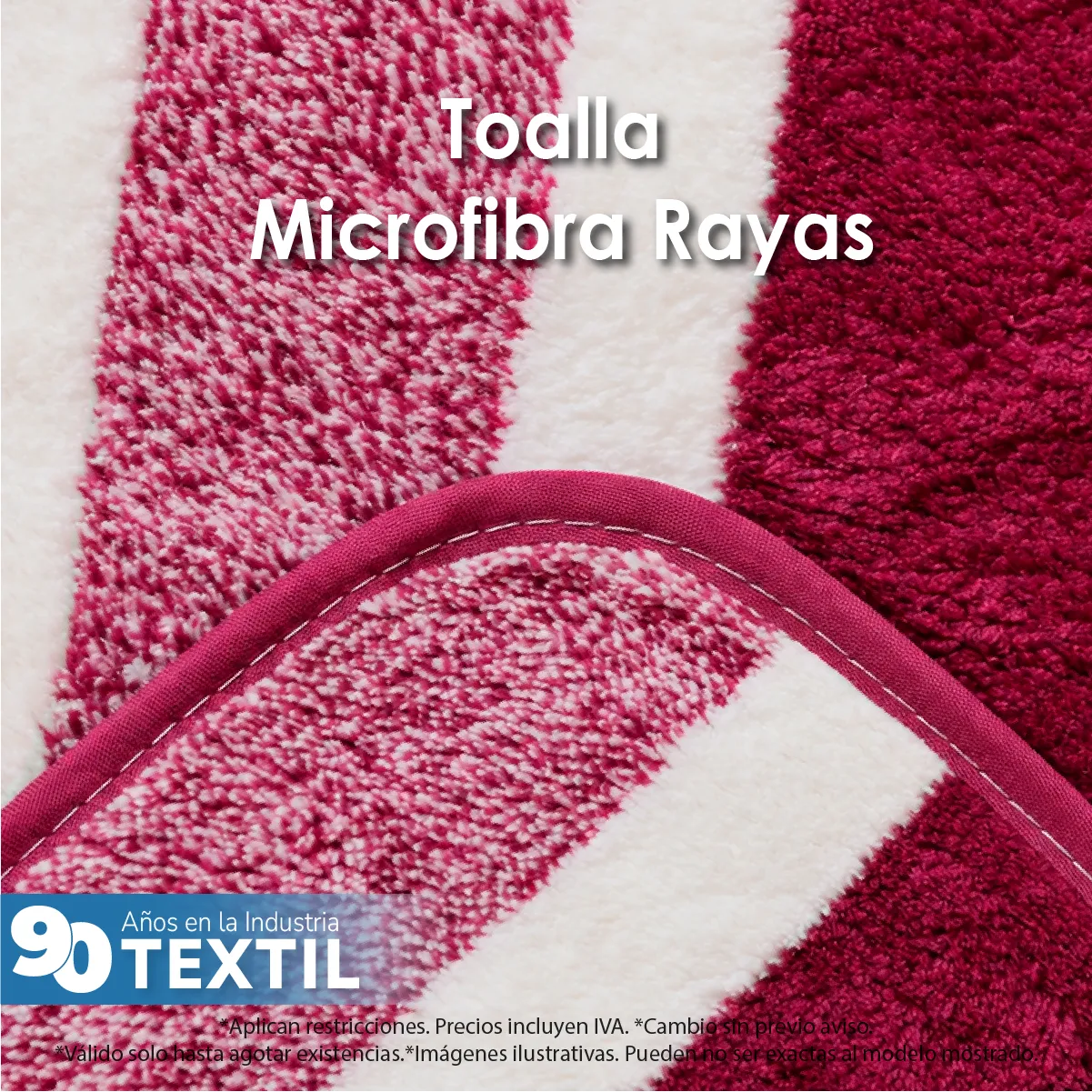 Toalla Microfibra Rayas Medio Baño 70 X 140 Color Tinto: imagen 5