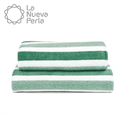 Toalla Microfibra Rayas Medio Baño 70 X 140 Color Verde: imagen 1
