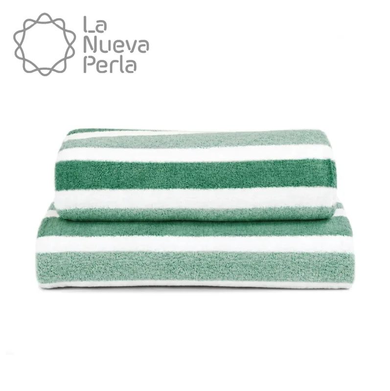 Toalla Microfibra Rayas Medio Baño 70 X 140 Color Verde