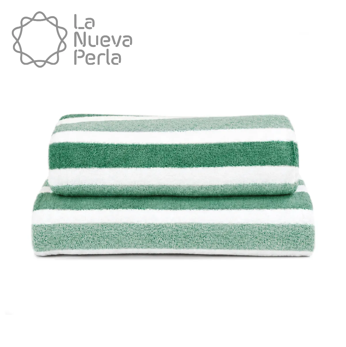 Toalla Microfibra Rayas Medio Baño 70 X 140 Color Verde: imagen 1