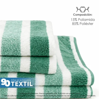 Toalla Microfibra Rayas Medio Baño 70 X 140 Color Verde: imagen 4