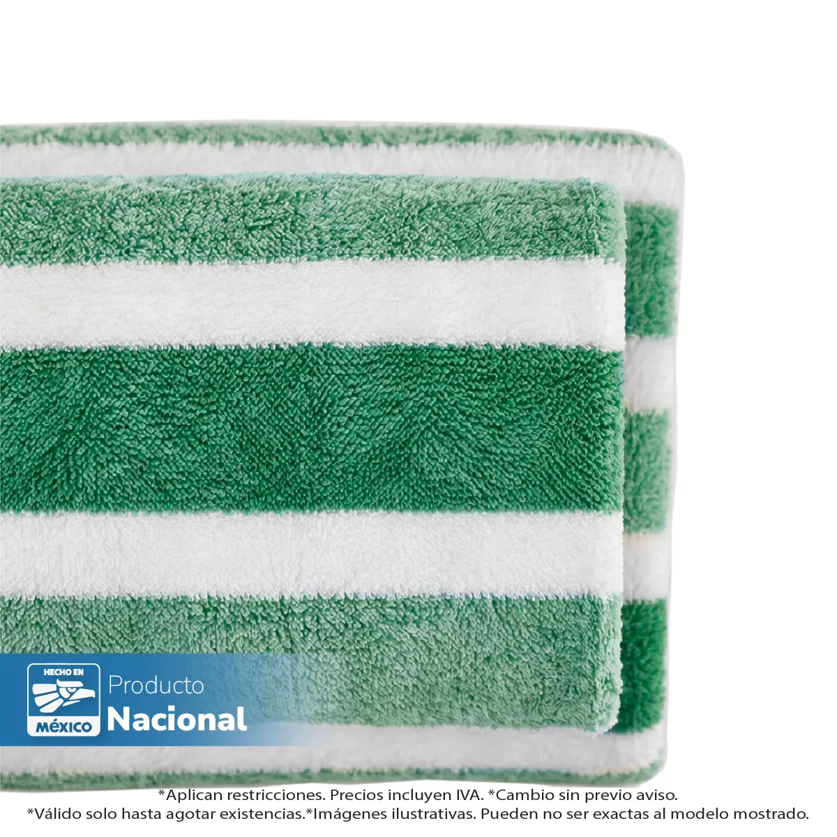 Toalla Microfibra Rayas Medio Baño 70 X 140 Color Verde: imagen 6