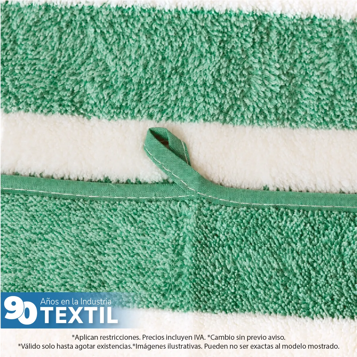 Toalla Microfibra Rayas Medio Baño 70 X 140 Color Verde: imagen 3