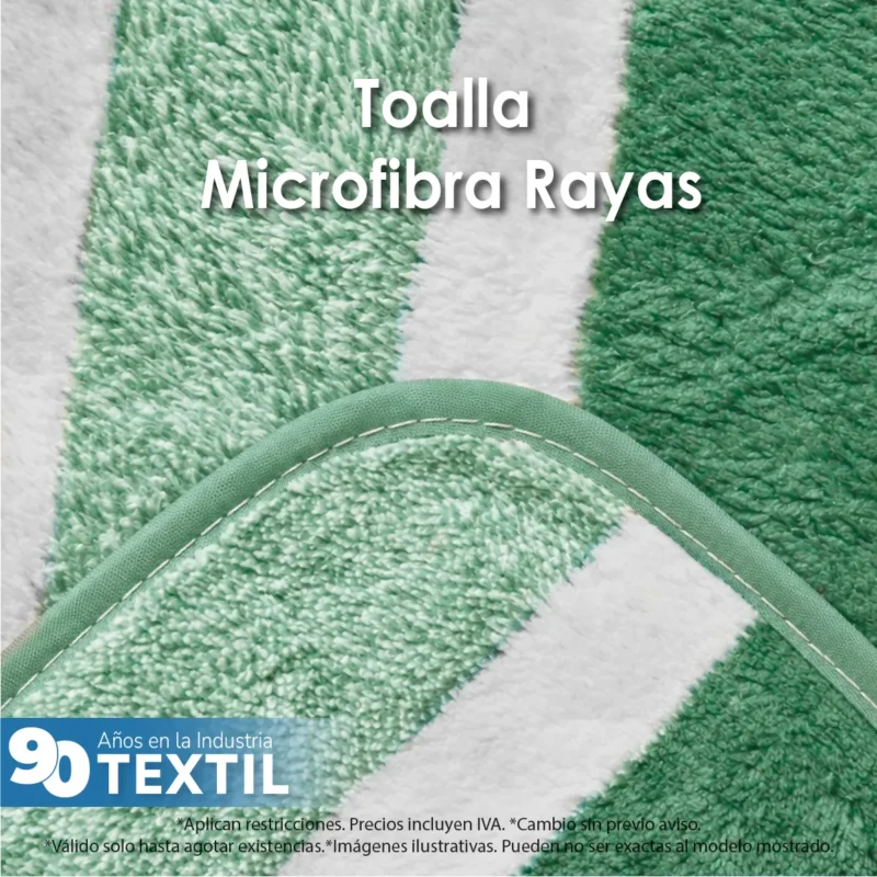 Toalla Microfibra Rayas Medio Baño 70 X 140 Color Verde