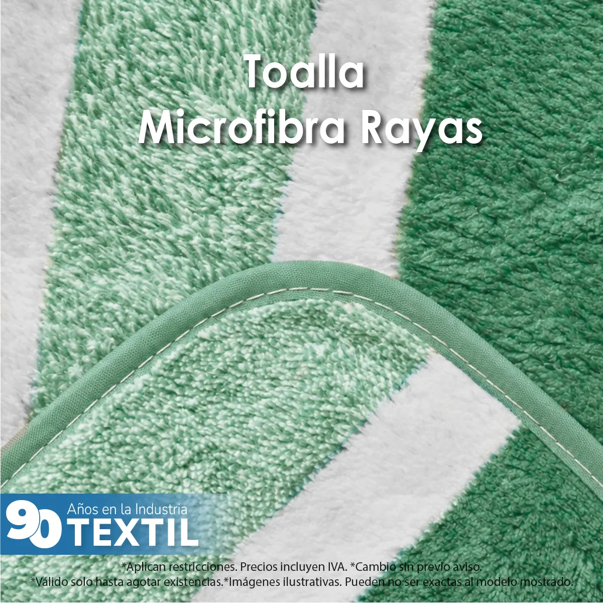Toalla Microfibra Rayas Medio Baño 70 X 140 Color Verde: imagen 5