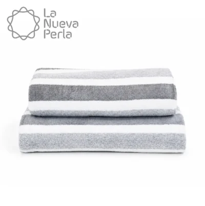 Toalla Microfibra Rayas Medio Baño 70 X 140 Color Gris: imagen 1