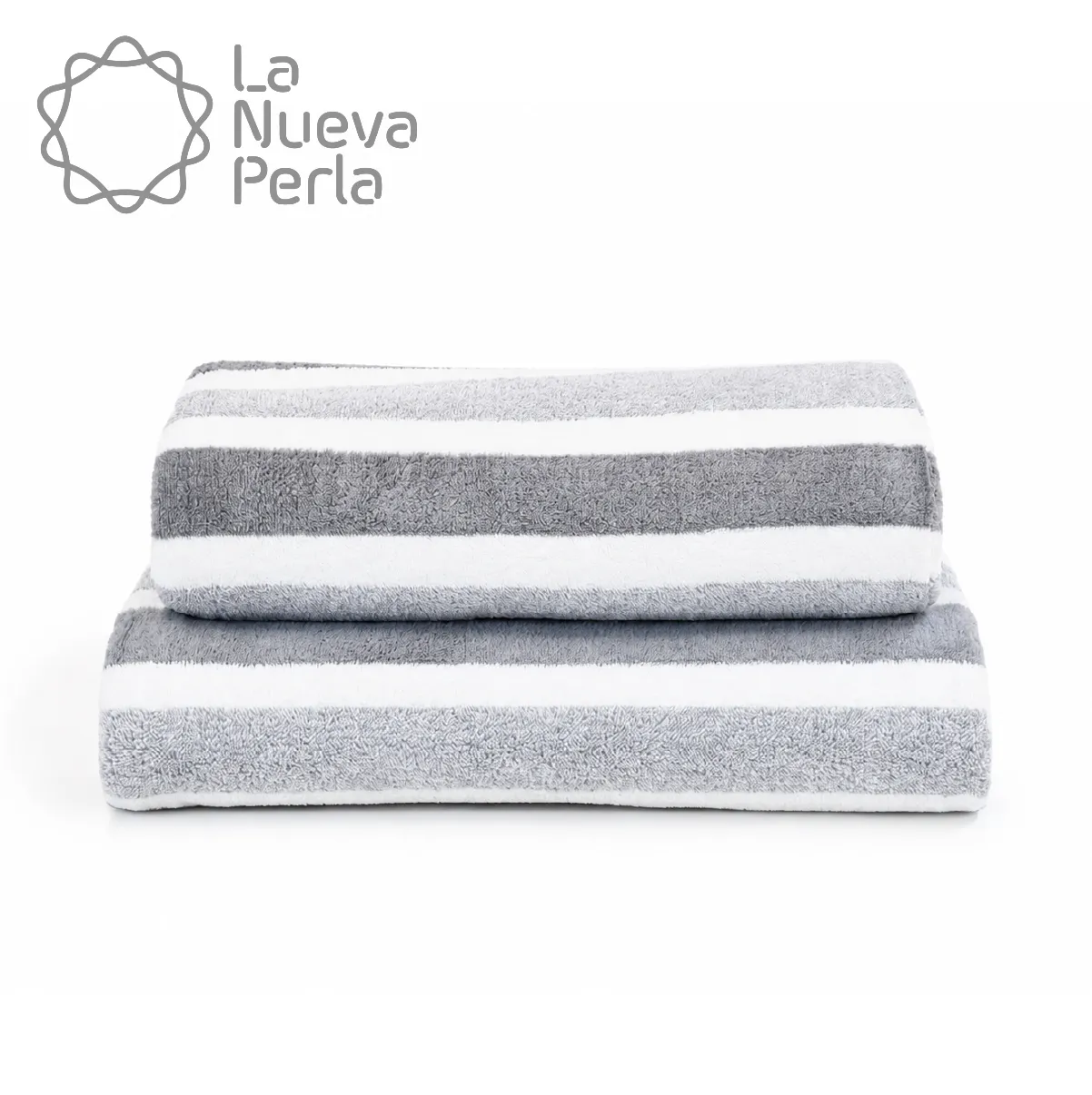 Toalla Microfibra Rayas Medio Baño 70 X 140 Color Gris: imagen 1