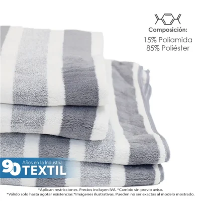 Toalla Microfibra Rayas Medio Baño 70 X 140 Color Gris: imagen 4