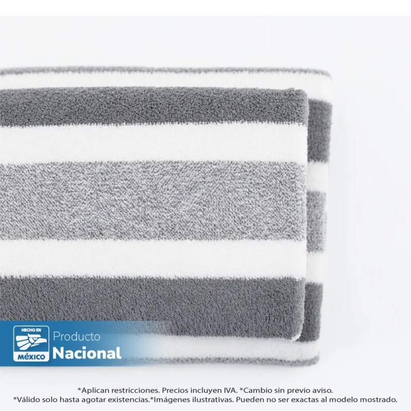 Toalla Microfibra Rayas Medio Baño 70 X 140 Color Gris