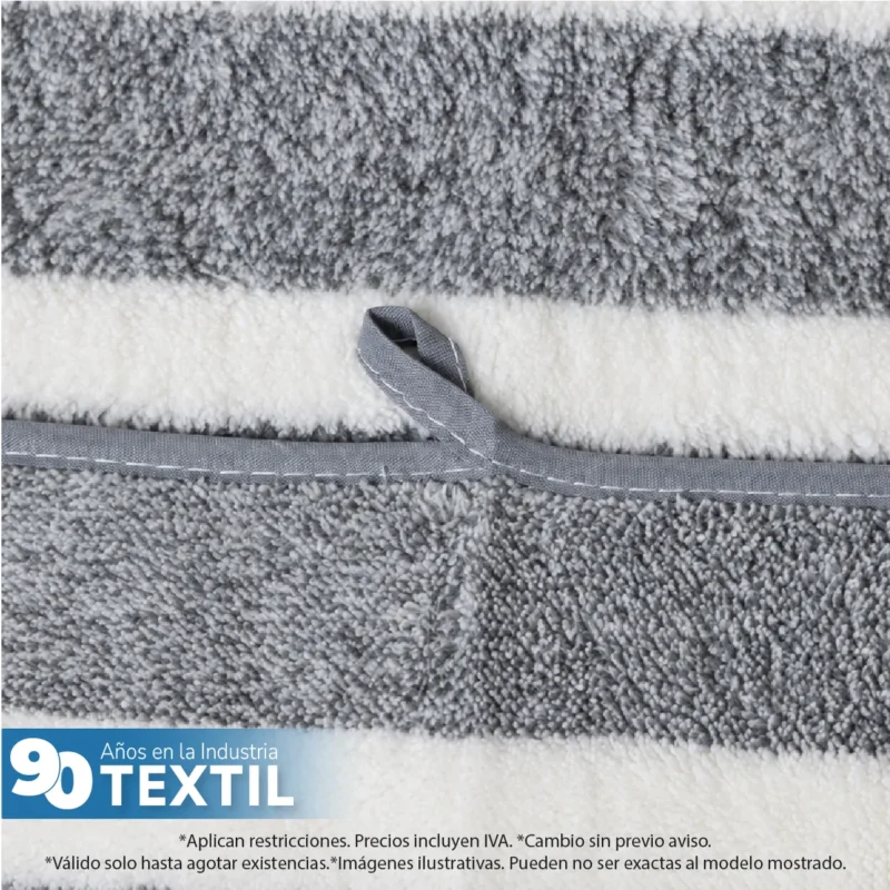 Toalla Microfibra Rayas Medio Baño 70 X 140 Color Gris