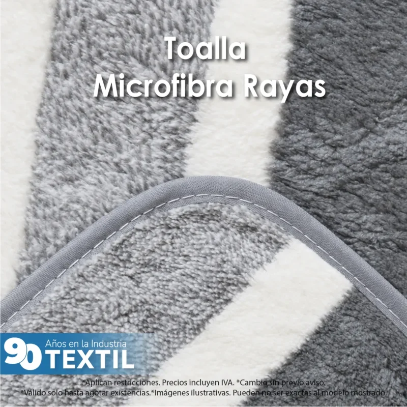 Toalla Microfibra Rayas Medio Baño 70 X 140 Color Gris